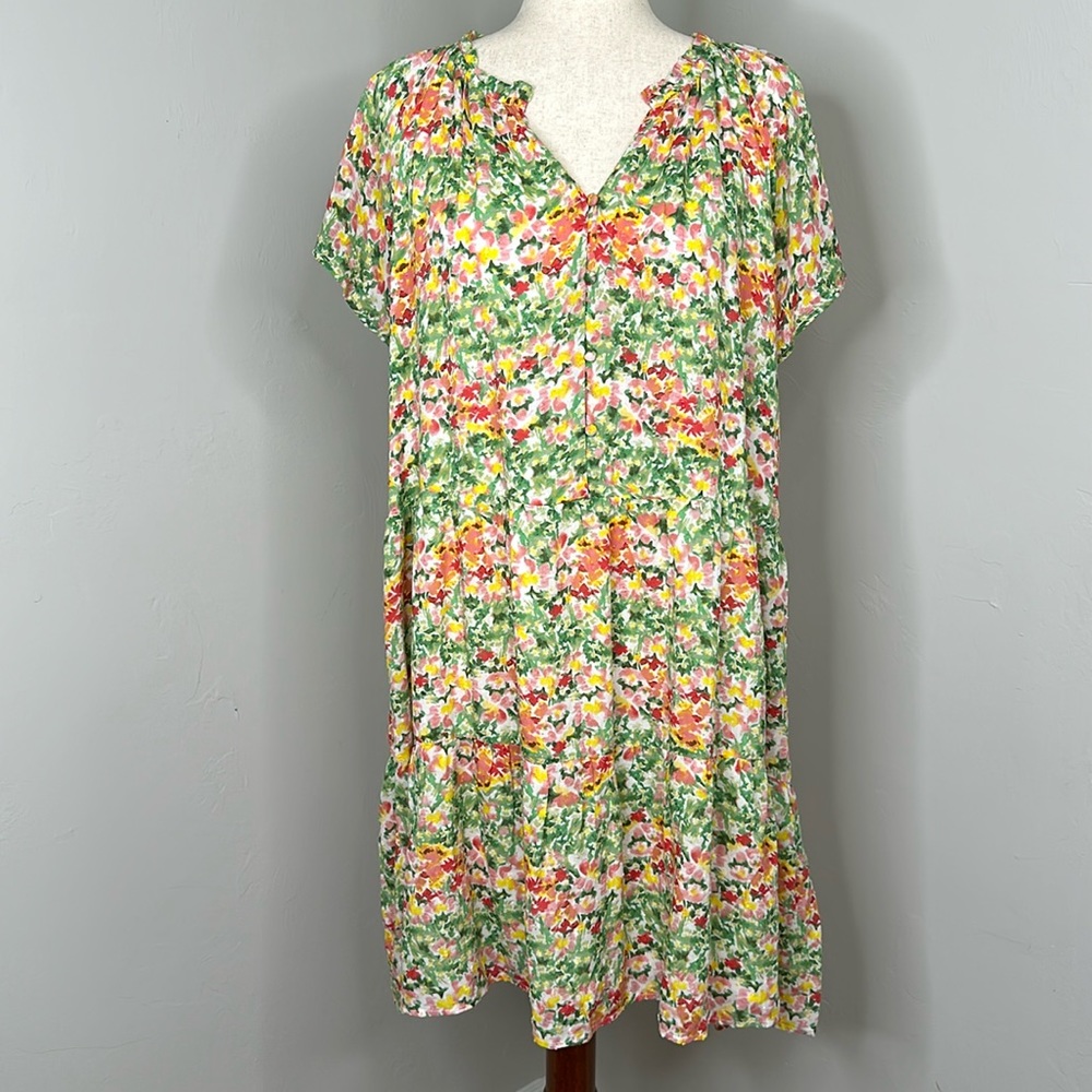 LOFT Buttercup Floral Tiered Swing Dress